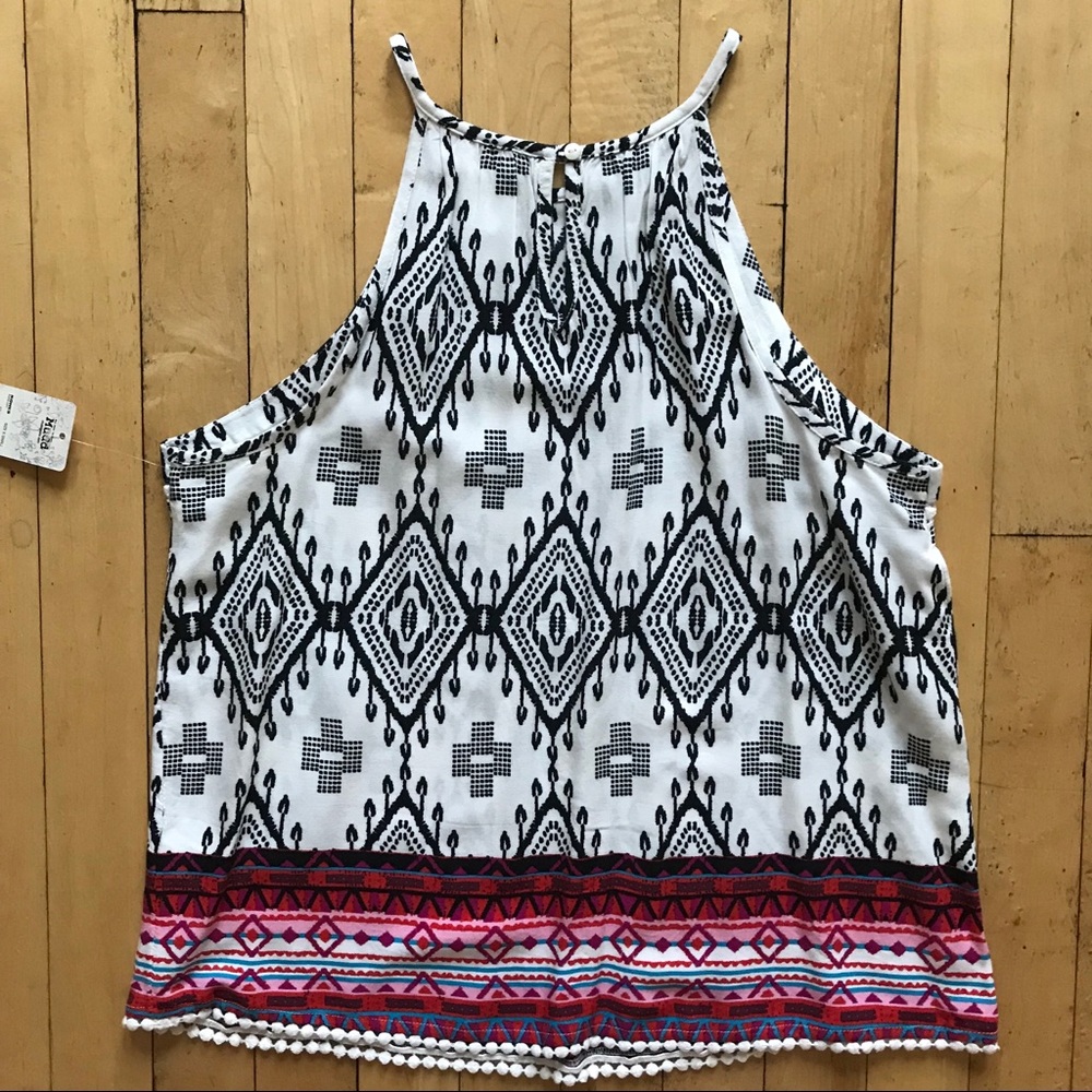 NWT Colorful Print High Neck Top